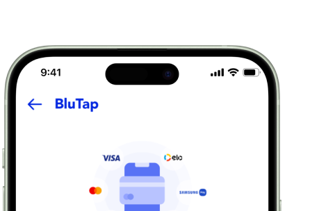 Mockup BluTap. O Tap to Pay da Blu